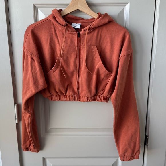 GYMSHARK x Kendra & Kathryn Burnt Orange Cropped Zip Up Hoodie Size XSmall - Picture 2 of 13